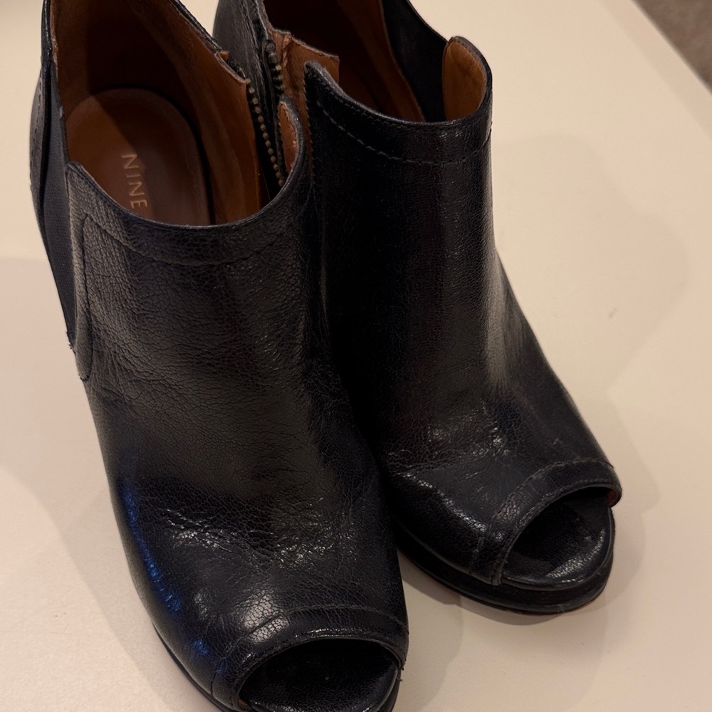 Black Peep Toe Ankle Booties